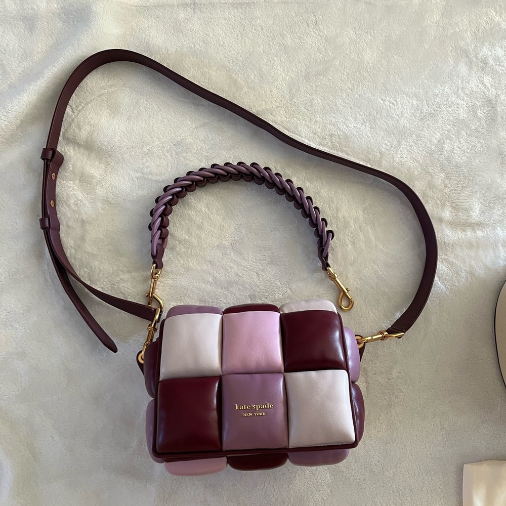 Kate Spade Burgundy and Pink Quilted Crossbody Bag Boxxy 3D